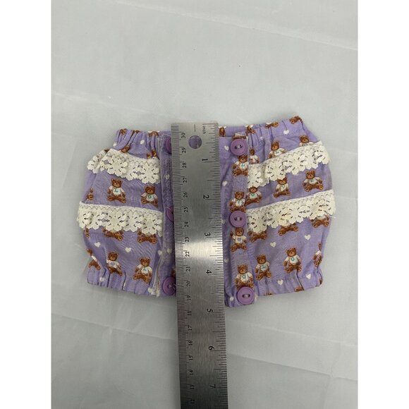 Vintage Purple Baby Doll Outfit Top and Bloomers With Teddy Bear Print Lace Trim - Picture 6 of 6